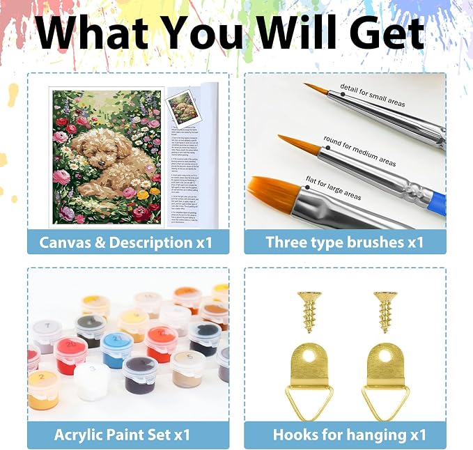Dog Paint by Numbers Kit for Adults, Adult Paint by Number Kits 16x20 Inch | Paint by Numbers Kit for Adults, Acrylic Painting by Numbers, DIY Arts and Crafts for Gifts or Home Decor