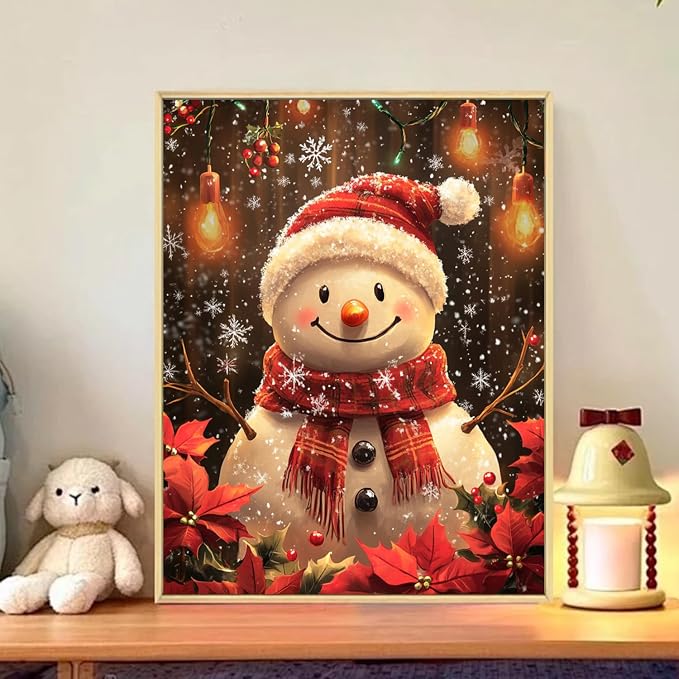 CRZMODE Christmas Paint by Numbers Kit for Adults, Snowman Paint by Numbers for Adults, Acrylic Painting Crafts for Home Decor Gift (16x20inch)