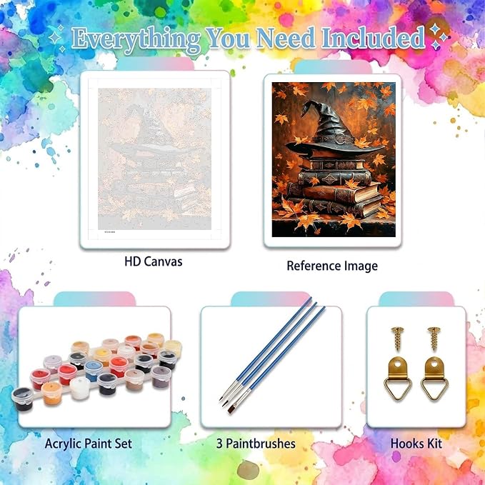 YarnWhimsy Halloween Paint by Numbers Kit for Adults 16x20 inch