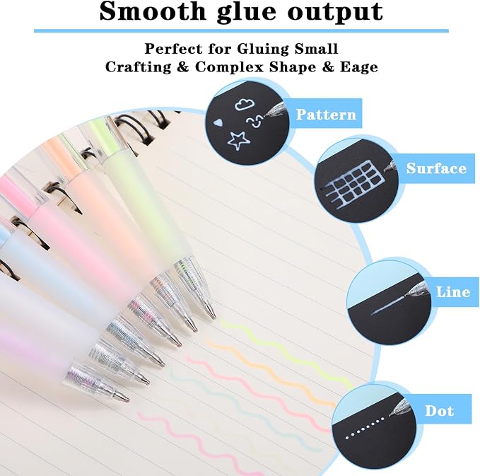 Quick Dry Glue Pen 24Pcs Ballpoint Roller Glue Pen Tacky Pens, 18