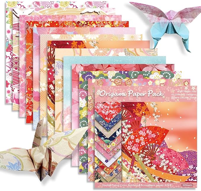 6x6" Origami Paper,50Sheets Double Sided Colored Paper,Square Craft Paper