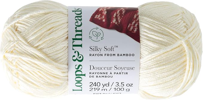 Loops & Threads Silky Soft Yarn - Yarn for Knitting, Crochet, Weaving, and Arts & Crafts - White, Bamboo, 3.5 oz
