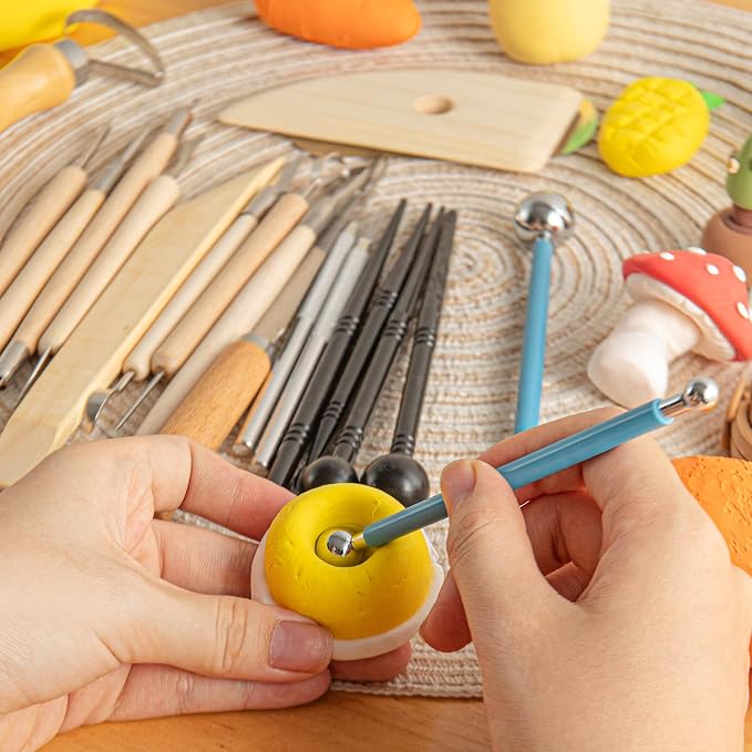 23PCS Clay Tools Sculpting, Ceramic & Pottery Modeling Tool, Ceramics Tools Set, Polymer Tools Kit, Air Dry Clay Tools for Carving, Molding, Pottery Wheel, Crafting Supplies, Pros, Beginners, Adults