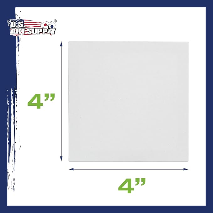 U.S. Art Supply 4"x4" Mini Square Canvases for Painting, Pack of 12
