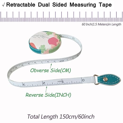 Tape Measure for Body Measuring Fabric Sewing Tailor Ruler Flexible Soft Pocket Small Mini Body Measurement Cloth Measuring Tape 60 Inch Premium Leather Retractable Tape Measure