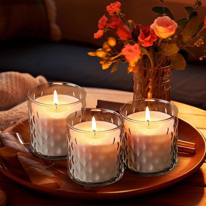 20 Pack Clear Candle Jars for Making Candles 7 oz Empty Glass Candle Holders with Bamboo Lids Cylindrical Container Jars Bulk for DIY, Table Centerpiece, Wedding Party Home Decoration