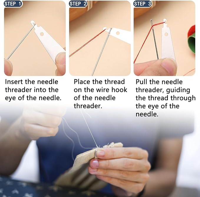 48Pcs Sewing Tool Set, Big Eye Steel Sewing Needle Kit for Hand Sewing