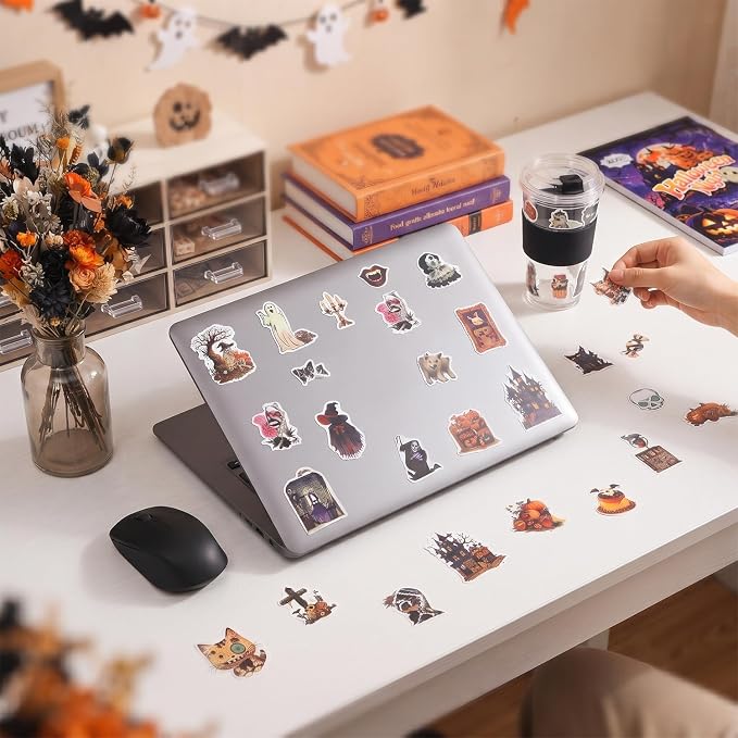 400+ Pcs Vintage Gothic Halloween Sticker Book, Witch Pumpkin Decorative Stickers for Junk Journal Supplies Art Scrapbooking DIY Crafts Halloween Games Party Gifts for Teens Adults Craft Lovers