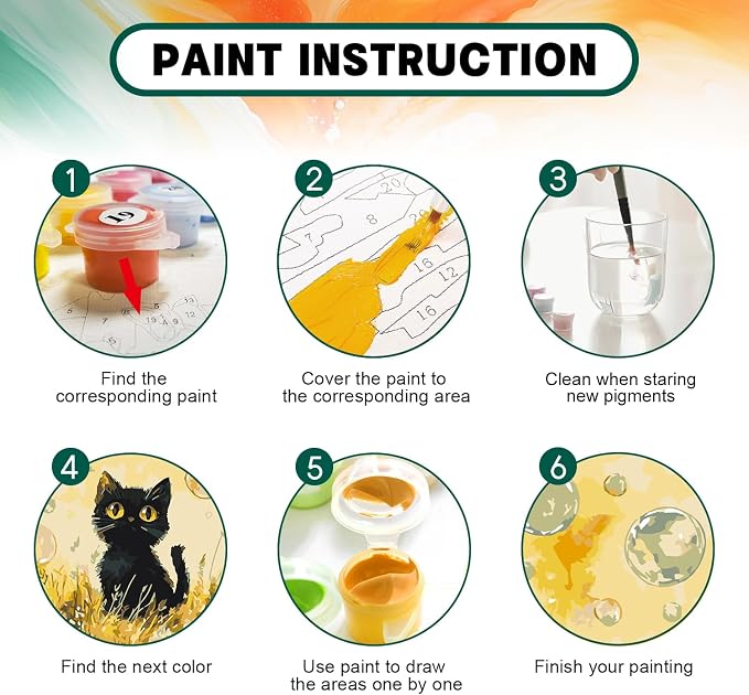 Framed Paint by Numbers Kit for Adults Beginner & Kids Ages 8-12, Black Cat Paint by Numbers with frame, without Easel, DIY Acrylic Number Painting for Adults Animal for Home Decor Gift 8 x 12 Inch