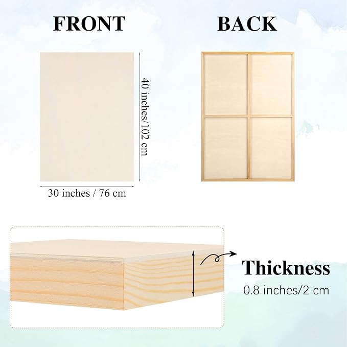 Aodaer 4 Pack Wood Panels 30 x 40 Inch Wooden Panels Canvas Unfinished Craft Wood Boards Panel for Art Crafts Acrylic and Oil Painting Pouring DIY Projects