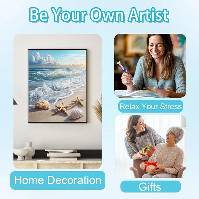 Diamond Art Kits for Adults Beach Diamond Painting for Adults 12x16inch