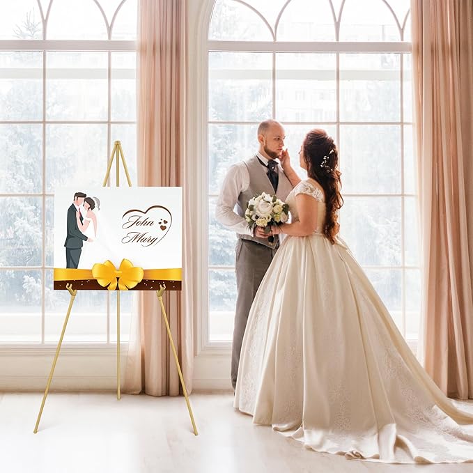 Display Easel Stand for Wedding Sign, Tripod Collapsible Portable Easel