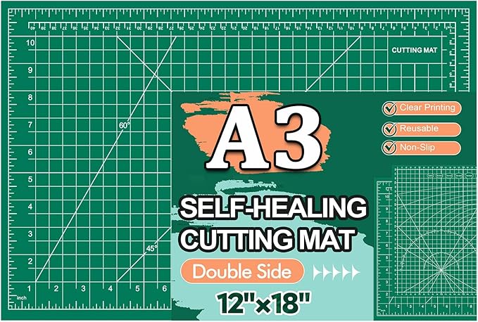 Self Healing Cutting Mat 12×18 Inch, Fabric Cutting Mats for Crafts, Double Sided Sewing Boards for Quilting Hobby Scrapbooking 5 Layers 1 Pack