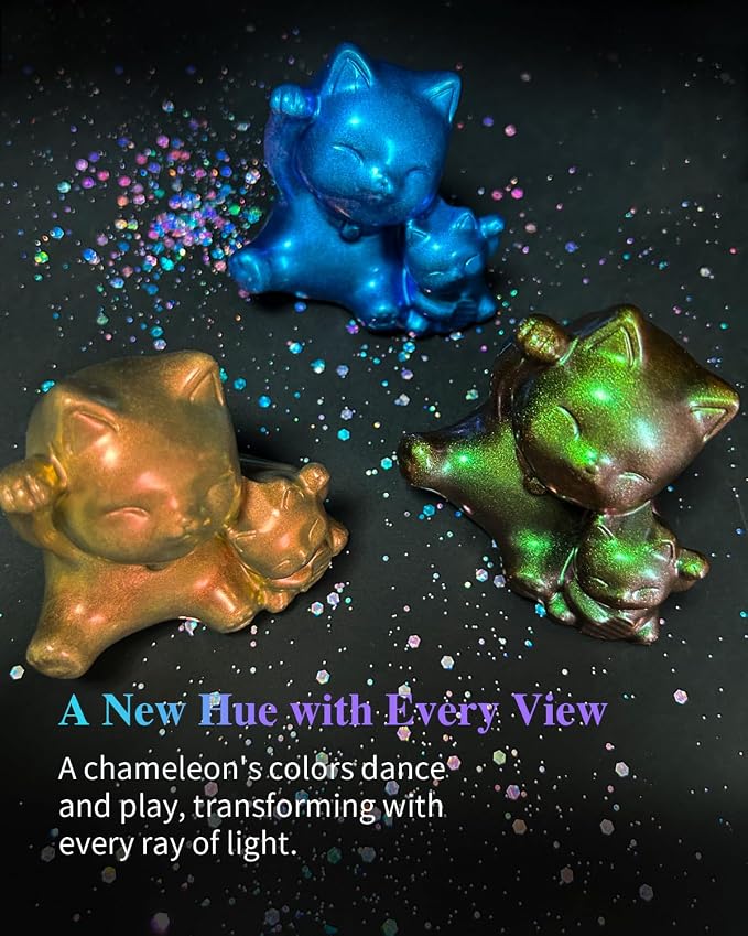 Chameleon Mica Powder, 10 * 3g Color Shift Mica Powder for Epoxy Resin, Tumbler, Saturated Color Shifting Chrome Pigment Powders for Painting, Slime, Nails