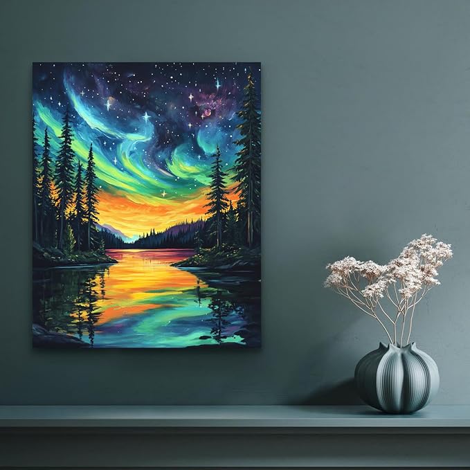 Banket Paint by Numbers Kit for Adults Beginner Starry Night DIY Painting Kits for Adults Landscape Easy Adult Paint by Number Kits on Canvas Color by Numbers for Gifts Home Wall Decor 16x20 Inch