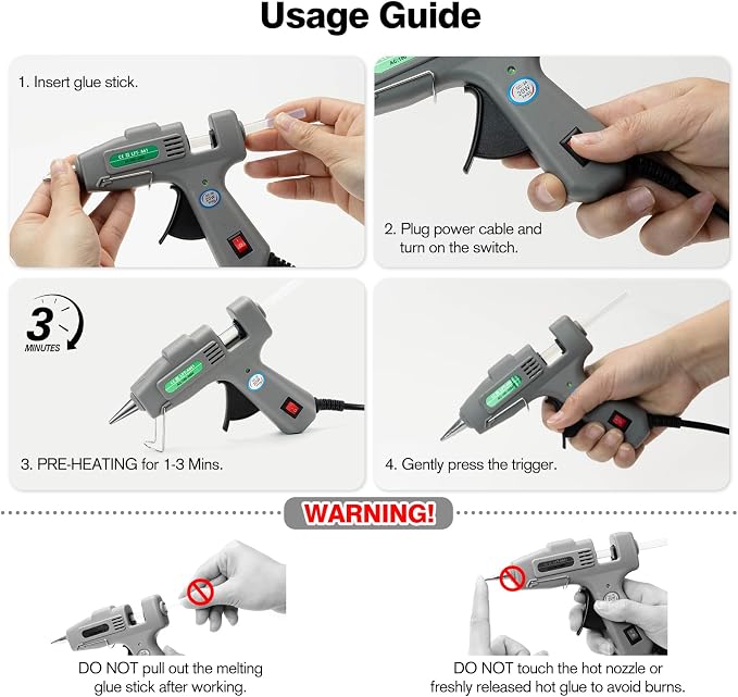 SHJADE Hot Glue Gun with 30 Glue Sticks, 20W Mini Hot Melt Gun Kit(Grey)