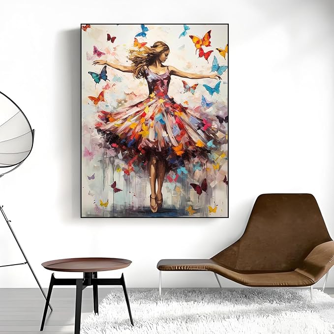 Dancing Girl Paint by Numbers Kit for Adults Framed Canvas, Frameworkless