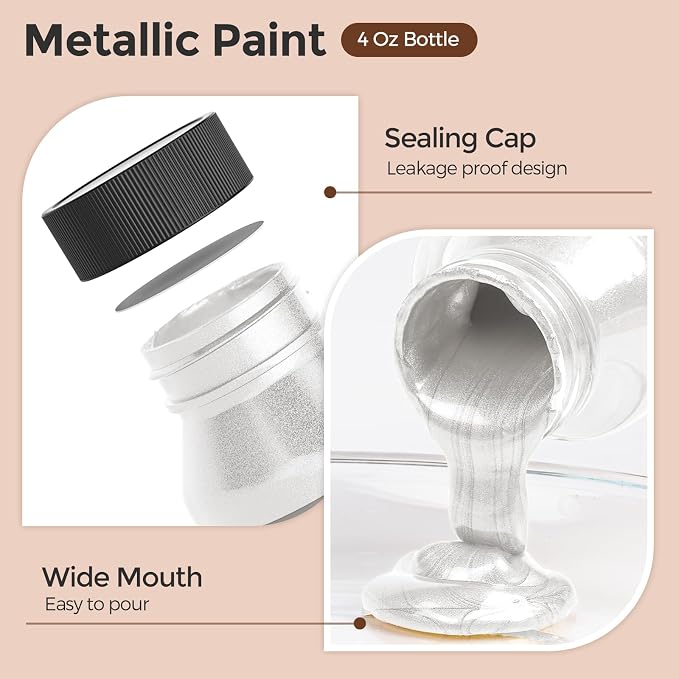 Nicpro Metallic Pearl White Acrylic Paint, 4oz/120ml Pearlescent Paint