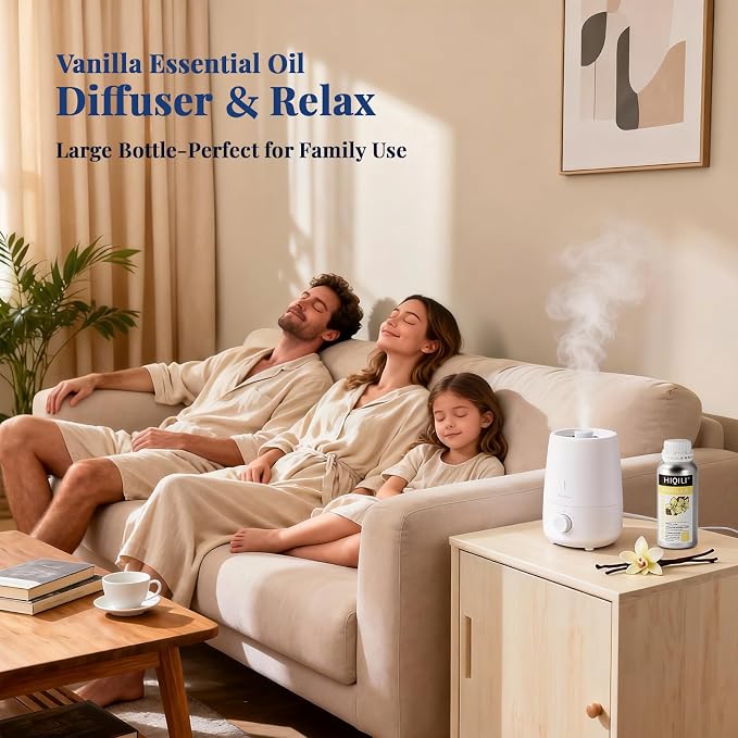 HIQILI Vanilla Essential Oil Bulk, Strong Scent for Candle Soap Making