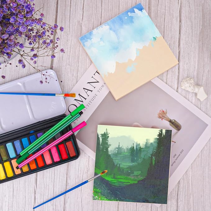 30 Pack Unfinished Wood Canvas Boards for Painting, 6 x 6 Inch Square Wooden Panels, Wood Panels Boards for Crafts and Painting, DIY Handicrafts, Home Decoration（Thickness 0.98 Inch）