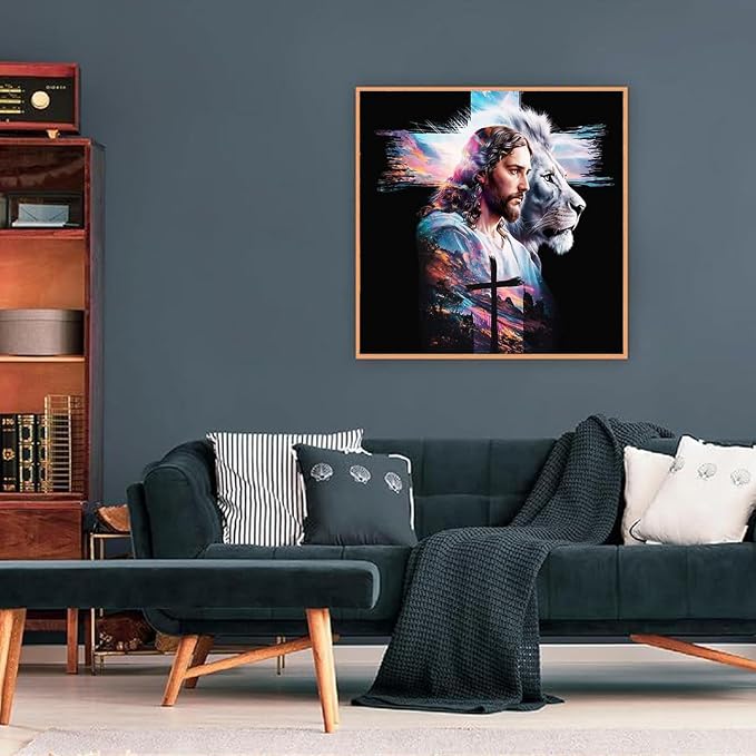 Diamond Art Kits for Adults,Jesus Lion Diamond Painting 13.8 x 13.8 Inch