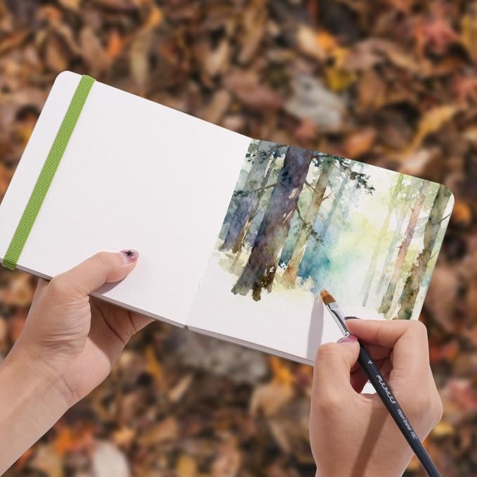 Watercolor Journal, Fuumuui 5.5"x5.5" Watercolor Book with 30 Sheets 140 LB (300 GSM) Cotton Paper for Painting, Drawing, Art Journaling, Sketchbook As Travel Notebook