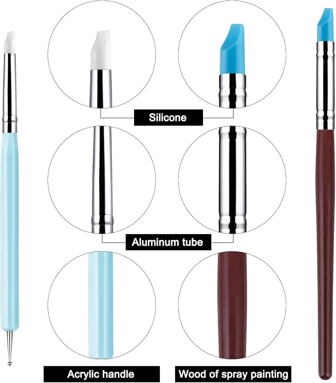 10PCS Silicone Color Shaper Tools, Clay Sculpting Tools for Artists | Soft Silicone Tip Tools For Painting, Oil Pastels, Resin And Clay. Ideal For Blending, Shaping And Applying Masking Fluid.