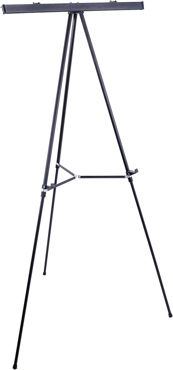 U.S. Art Supply 66" High Boardroom Black Aluminum Flip Chart Easel