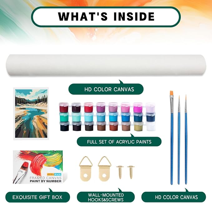 National Park Paint by Numbers Kit for Adults Beginner with Frame, Easy Landscape Adult Paint by Number Kits on Canvas, DIY Acrylic Number Painting for Adults for Home Decor for Gift 8x12 Inch