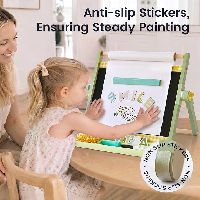 Tiny Land Tabletop Kids Art Easel, 5-Level Magnetic Drawing Board