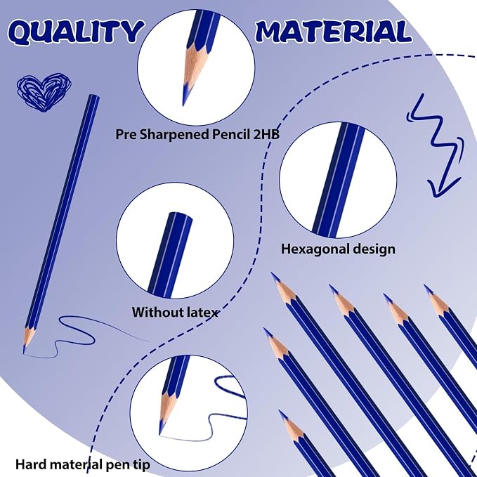 36 Pack Dark Blue Colored Pencils for Kids, Pre-sharpened Art Pencils Back to School Supplies Set, Drawing Sketching Pencils for Students, Teachers, Classroom