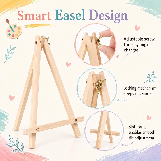 24 Pack 9 Inch Wood Tripod Easel Stand for Painting Canvases