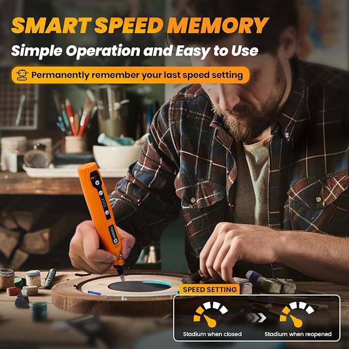 HARDELL Mini Cordless Rotary Tool, 5-Speed 69pcs Kit for 3D Printer Sanding | 5000-18000RPM, 2000mAh, USB-C, LED Light, Case – Engraving Pen for Polishing, Drilling, Carving, DIY Crafts
