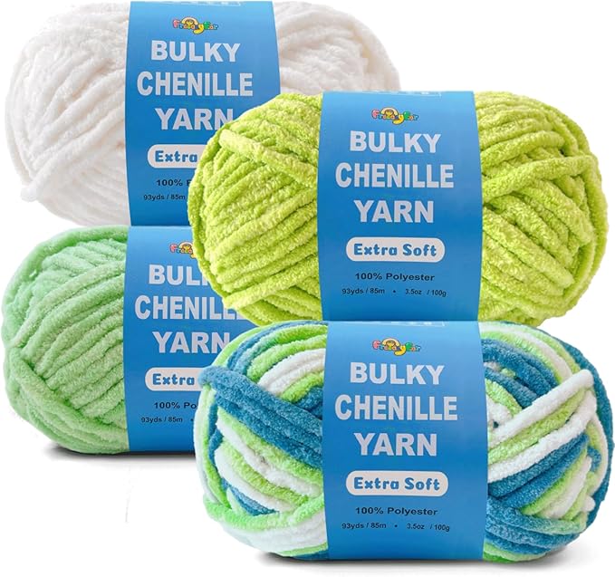 4 * 3.5Oz Soft Velvet Yarn Chenille Yarn for Crocheting and Knitting – Light Bulky (93 Yards/100g) - Microfiber Polyester - Yarn for Blanket Amigurumi Weaving Crafts (Mixed 05, 4 Pack)