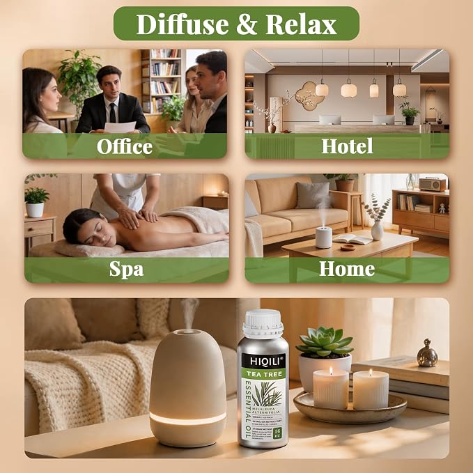 HIQILI Tea Tree Oil Large Capacity for DIY Candles, Soaps and Nail Care