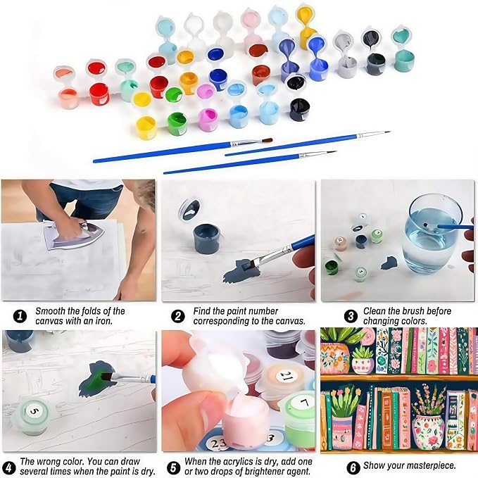 Book Flower Paint by Numbers Kit On Canvas for Adults Beginners 12x16In | Easy DIY Acrylic Oil Painting Kits for Home Wall Decor