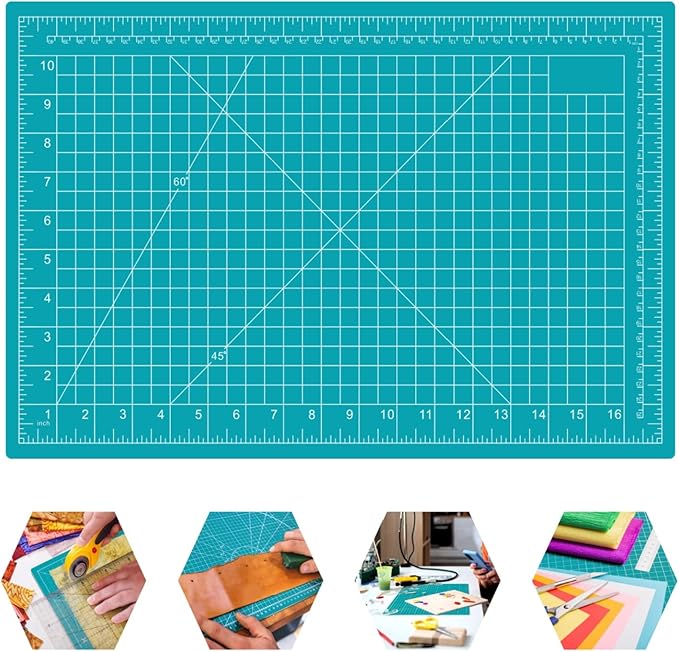 18"x12" Self Healing Cutting Mat, Sewing Mat for Crafts, Double Sided 5-Ply Table Cutting Board for Fabric Quilting Leather Modeling Hobby Project, Turquoise