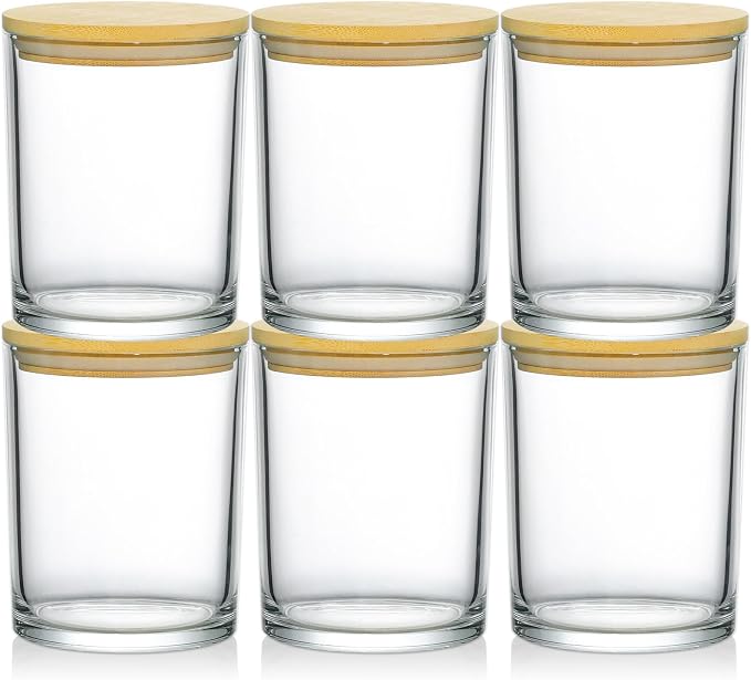 SUPMIND 6 Pack Glass Candle Jars with Lids,22 fl.oz Clear Candle Containers | Bulk Jars for Making Candles Vessels for Candle Business - Dishwasher Safe
