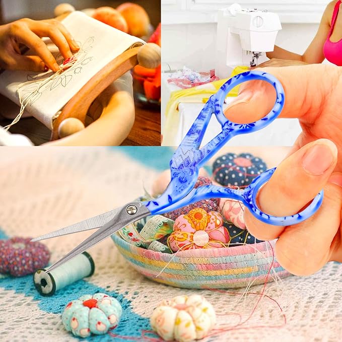 BIHRTC 4.5" Crochet Scissors Thread Snips with Protective Case | Stainless Steel Sharp Includes Leather Pouch for Crochet Hooks Thread Snipping Embroidery Sewing,Craft,DIY