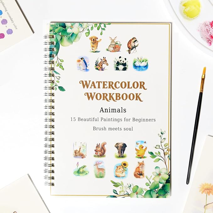 15 Beautiful Animal Watercolor Workbook for Adults Beginner