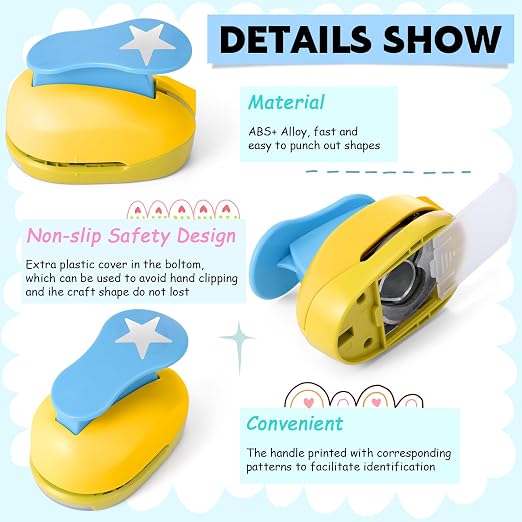CHENGU Hole Punches 6 Shapes with Cardstock for Kids,Fresh Style,1 Inch