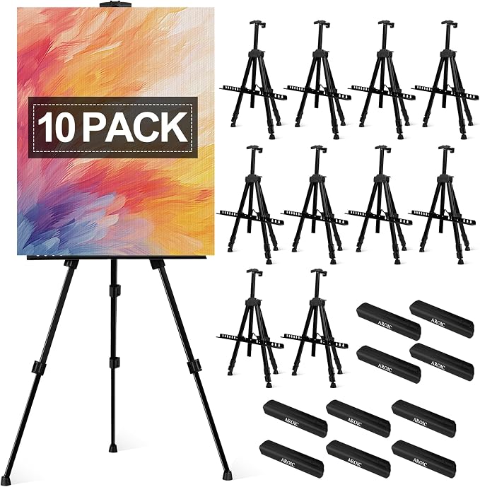 AROIC 10 Pack Painting Display Easel Stand Portable Adjustable Metal Tripod