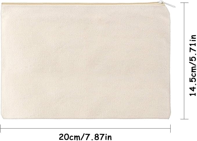 meekoo 16 Pcs Blank Canvas Zipper Pouch Makeup Bag,M;Beige