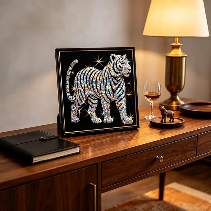 BYGFHLYW Tiger 5D Diamond Painting Kit for Adults, Animal Diamond Art Kits | Full Round Drill Gem Painting Paint by Diamonds Relaxing DIY Craft for Home Wall Decor 13.7x13.7inch