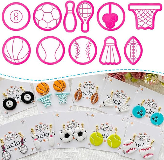 Sports Polymer Clay Cutters Set – Molds, Clay Cutters for Polymer Clay, Clay Earring Tools