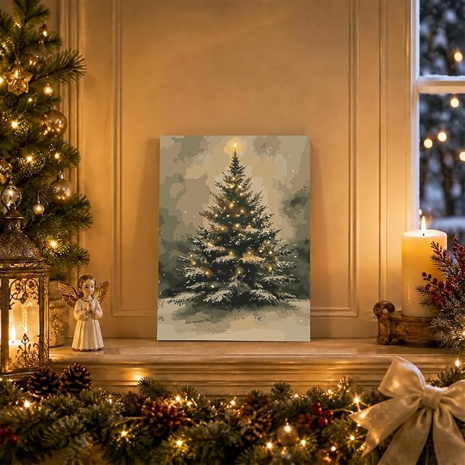 BAWKENTON Christmas Paint by Numbers Kits for Adults Beginner