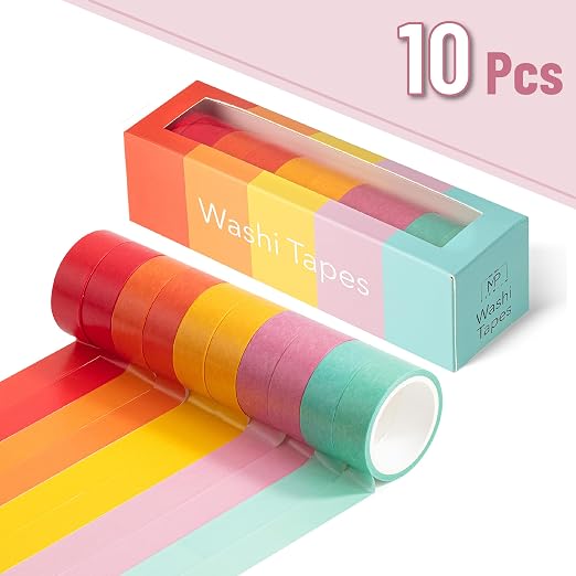 Mr. Pen- Washi Tape Set, 10 Rolls, 5 Yards/Roll, Washi Tape for Scrapbook | Arts, Crafts, Journals and Planners, Summer Design