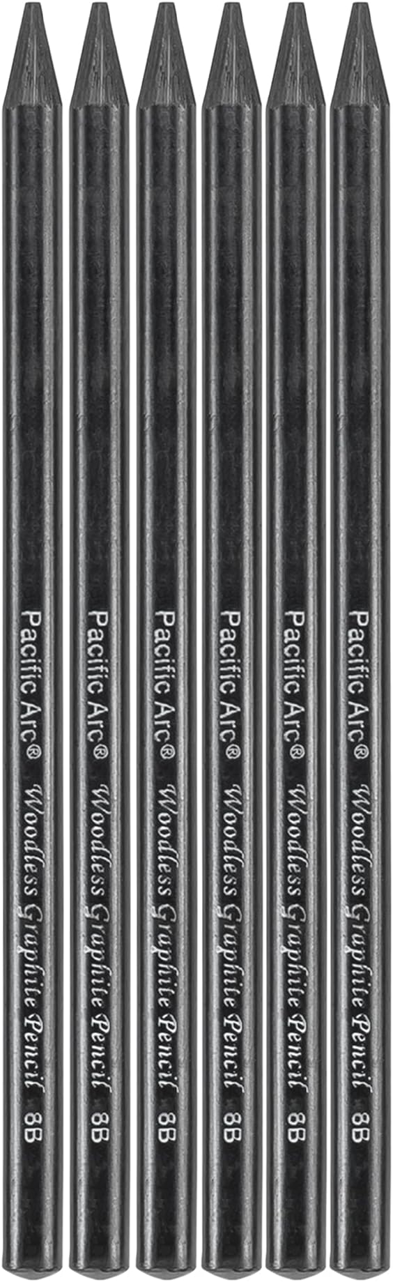 Pacific Arc Woodless Graphite Pencil 6 Pack Set, 8B, for Sketching, Drawing, Coloring and Art