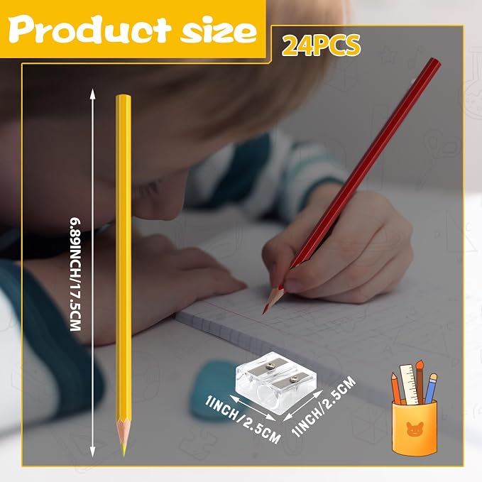 24 PCS Red Yellow Colored Pencils, Pre-sharpened Professional Wooden Art Pencils Set for Artists Painting | Premium Drawing Sketching Supplies (Red Yellow)