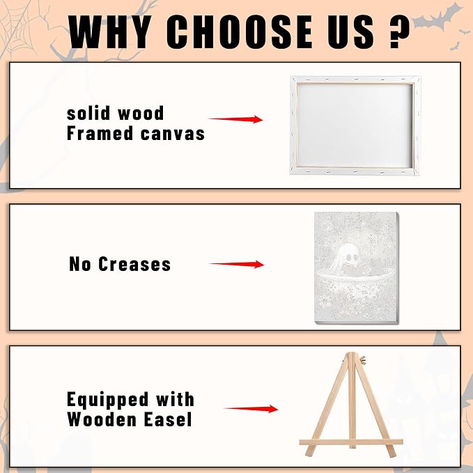 Ausanrl Halloween Paint by Numbers with Frame Wooden Easel - Paint by Number Adult, Halloween Frame Paint by Numbers,Gifts and Home Wall Decor 12x16inch